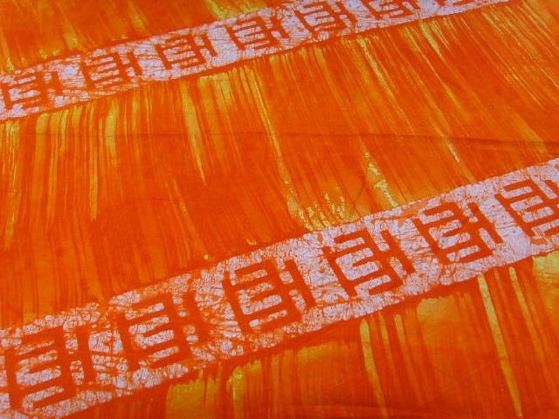 Batik au mètre orange/jaune motif Hwemudua bkbz39 image 1