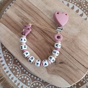 Personalized 100% silicone doe pacifier clip customizable pacifier clip natural wood silicone rattle with wooden ring attache tétine