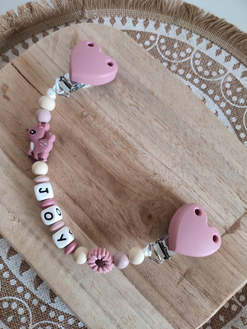 Personalized 100% silicone doe pacifier clip customizable pacifier clip natural wood silicone rattle with wooden ring attache doudou