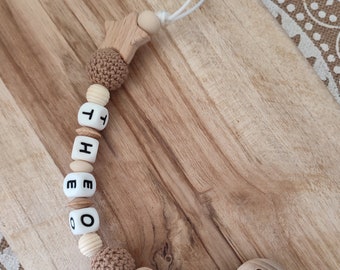 Personalized wooden pacifier clip - customizable silicone pacifier clip - personalized pacifier clip with first name - mixed