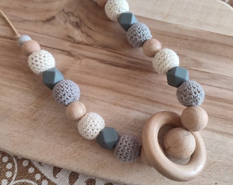Nursing necklace - carrying necklace - silicone and natural wood - mom gift - birth gift