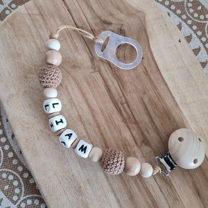 Personalized heart pacifier clip - wooden silicone pacifier clip - birth gift - personalized baby accessories - creation