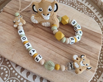 100% Disney silicone pacifier clip - lion rattle - personalized Simba silicone pacifier clip - Disney lion king pacifier clip -