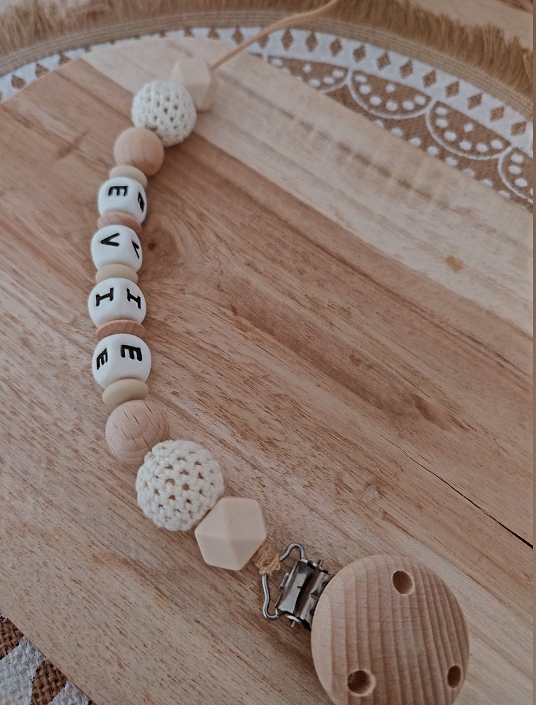 Personalized Wooden Pacifier Clip Customizable Silicone Etsy