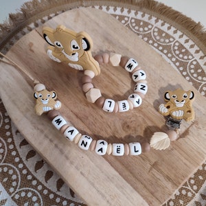 100% Disney silicone pacifier clip lion rattle personalized Simba silicone pacifier clip Disney lion king pacifier clip marron clair