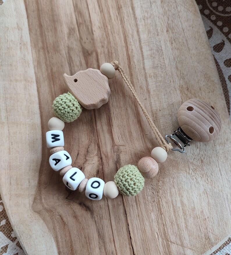 Clip per ciuccio cuore personalizzato clip per ciuccio in silicone in legno regalo di nascita accessori per bambini personalizzati creazione immagine 6