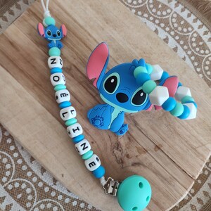 Personalized Stitch Disney pacifier clip 100% silicone - Disney Stitch silicone rattle - baby Christmas birth gift