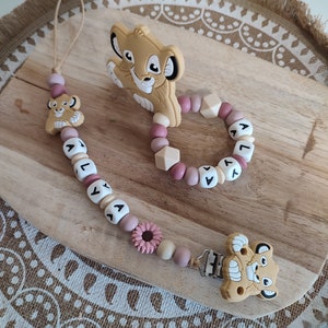 100% Disney silicone pacifier clip - lion rattle - personalized Simba silicone pacifier clip - Disney lion king pacifier clip -