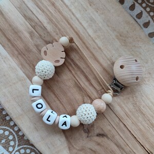 Personalisierter Herz-Schnullerclip Silikon-Schnullerclip aus Holz Geburtsgeschenk personalisierte Babyaccessoires Kreation Bild 7