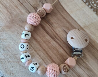 Personalized wooden pacifier clip - customizable silicone pacifier clip - personalized pacifier clip with first name - mixed