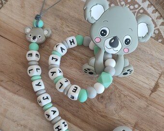 100% koala silicone pacifier clip koala silicone rattle - changeable colors - birth gift ideas