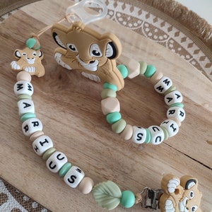 100% Disney silicone pacifier clip lion rattle personalized Simba silicone pacifier clip Disney lion king pacifier clip vert d'eau