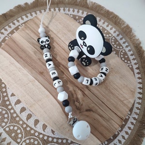 Personalized panda silicone pacifier clip silicone clip - silicone pacifier clip - birth gift - personalized French creation -