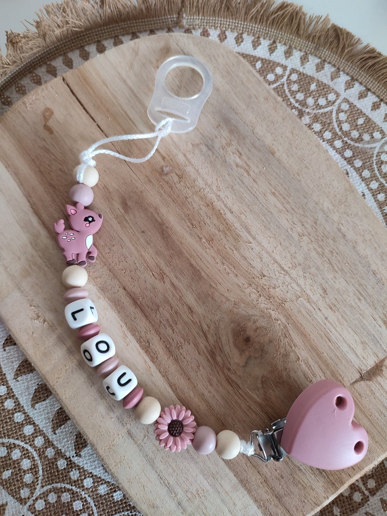 Personalized 100% silicone doe pacifier clip customizable pacifier clip natural wood silicone rattle with wooden ring attache tétine + mam