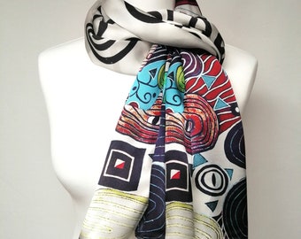 100% Natural Silk Scarf - Hand Rolled - 170 x 50 cm - KLIMT - The Accomplishment