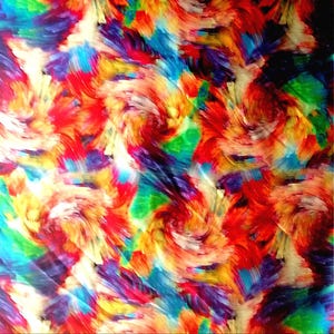 100% Natural Silk Square - Hand Rolled - 90 x 90 cm - Swirl of Colors