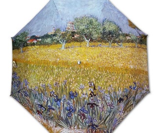 Umbrella / Parasol - Foldable - Painter Van Gogh: Field of flowers near Arles