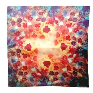 100% Natural Silk Square Hand Rolled 90 x 90 cm Poppies image 1