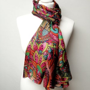 Pareo/Stole/Scarf - 100% Natural Silk Veil - 180 x 110 cm - Mexican Decor