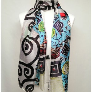 Pareo/Stole/Scarf - 100% Natural Silk Veil - 180 x 110 cm - KLIMT - The Accomplishment
