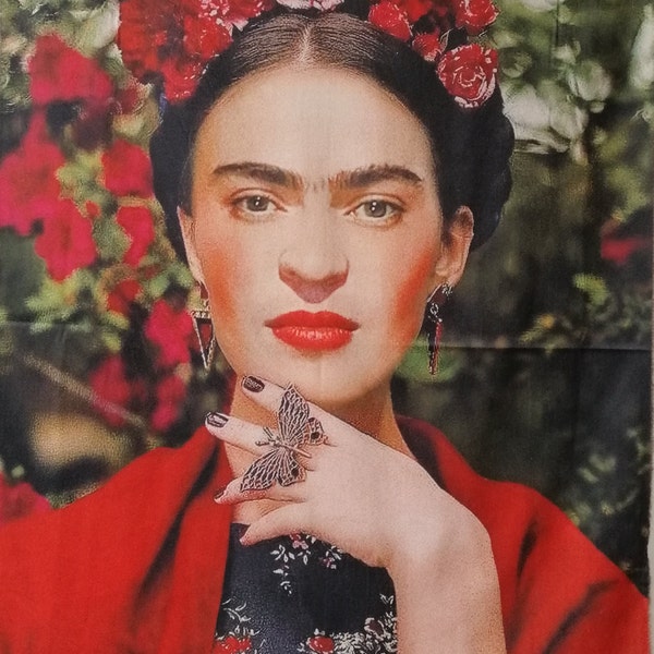 Étole Laine et Viscose - Frida KAHLO - Autoportrait Roses rouges