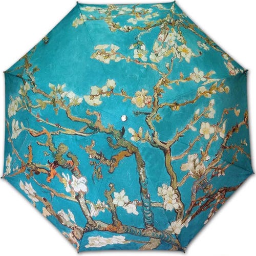 YZGO Regenschirm 'Starry Night' Von Van Gogh | 3-fach Faltbar | UV-Schutz (LSF 50+) & Wasserdicht | Ø 96 Cm, Gefaltet 28 Cm | Mit Schwarzer Innenseite & Hülle