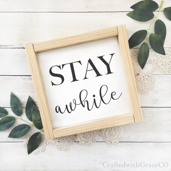 Stay Awhile Mini Sign Guest Room Decor Farmhouse Mini Signs Small Wood Signs Hand Painted Sign Mini Wood Sign Stay Awhile Sign