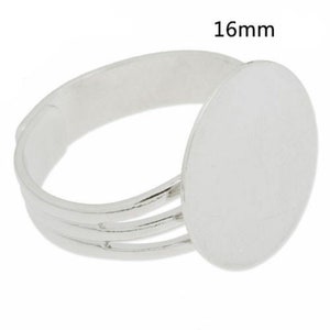 Ring holder tray 16mm shiny steel color ring very easily adjustable to the finger in brass for jewelry creation