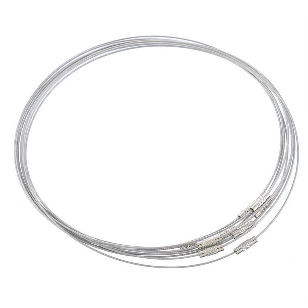 Chocker Wire GREY CHOKER CORD, Made of Chiseled Steel Wire, With Silver Screw Clasp ...