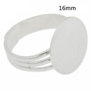 Support de Bague plateau de 16mm couleur acier brillant anneau très facilement ajustable au doigt en laiton pour création bijoux