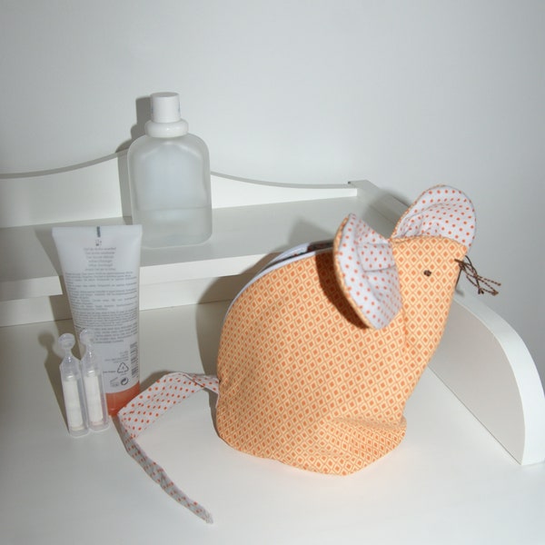 Trousse toilette doudou souris, pochette zippée doublée coton