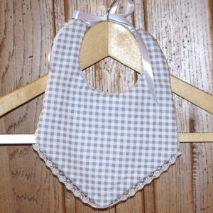 bib knotted lace &quot;grey gingham&quot;