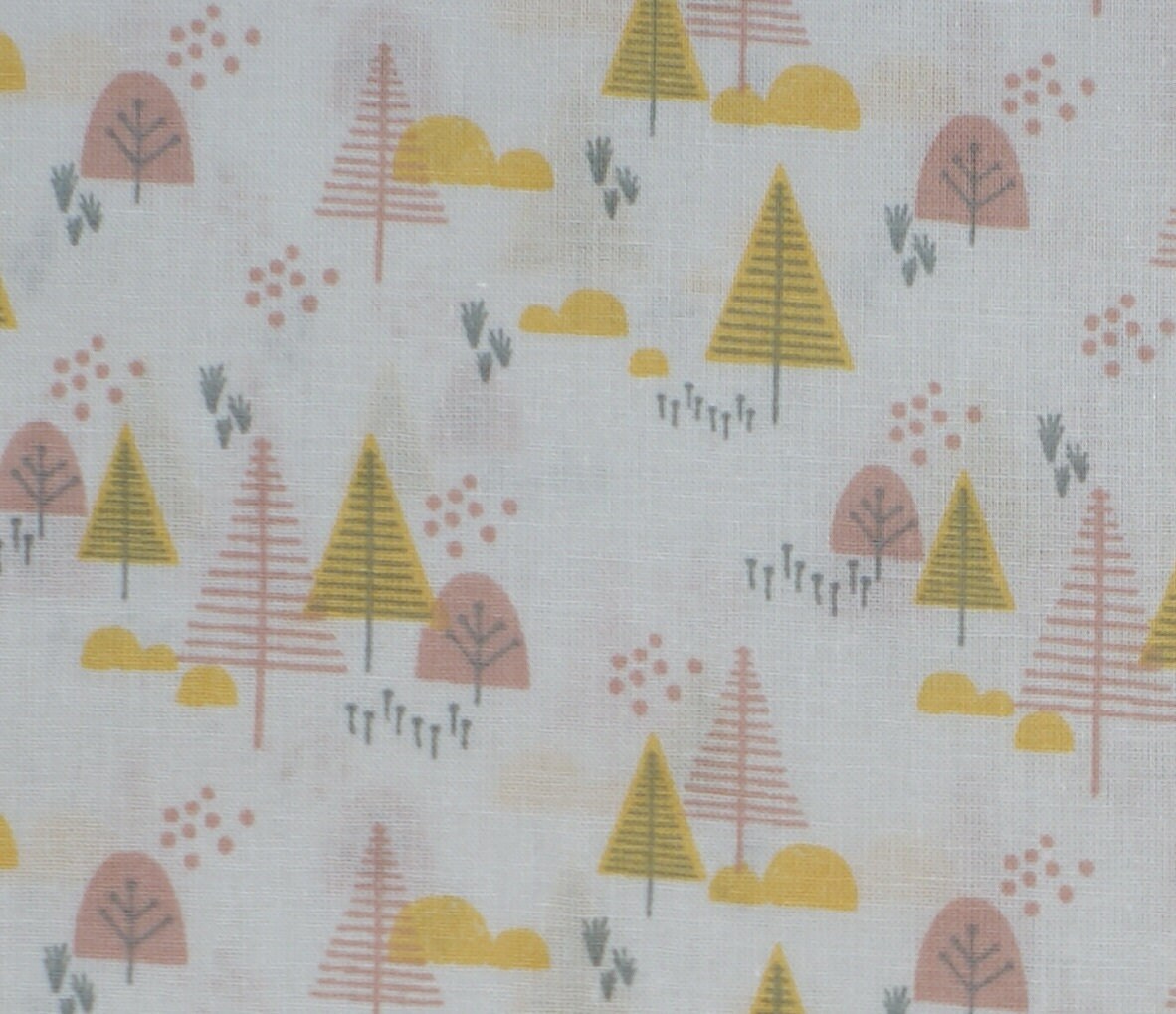 Couverture Bébé, Coton Velours, Forêt Sapin Rose Jaune