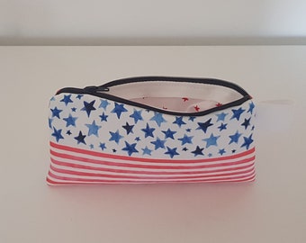 lined padded toilet bag, makeup, American star flag