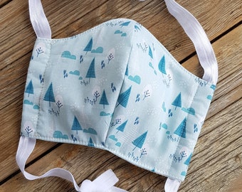 Children's mask, 2 or 3 thicknesses, organic fleece, soft elastics behind the head, Grenoble University Hospital model, SPEC S76-001 standard fabrics