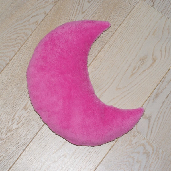 Coussin dentelle velours lune rose