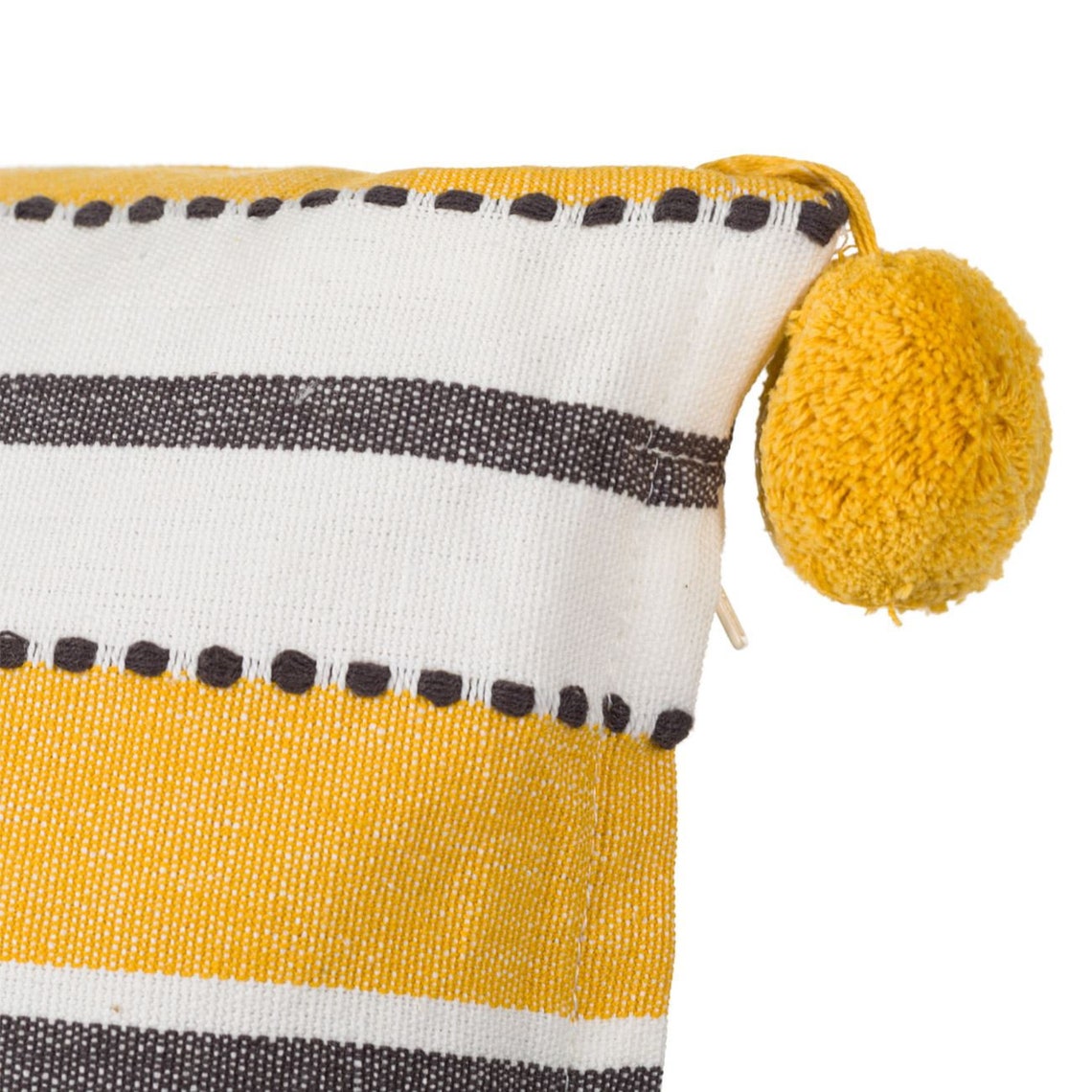 Stripped Yellow Lumbar Pillow Outdoor pillows yellow Pom Pom Etsy