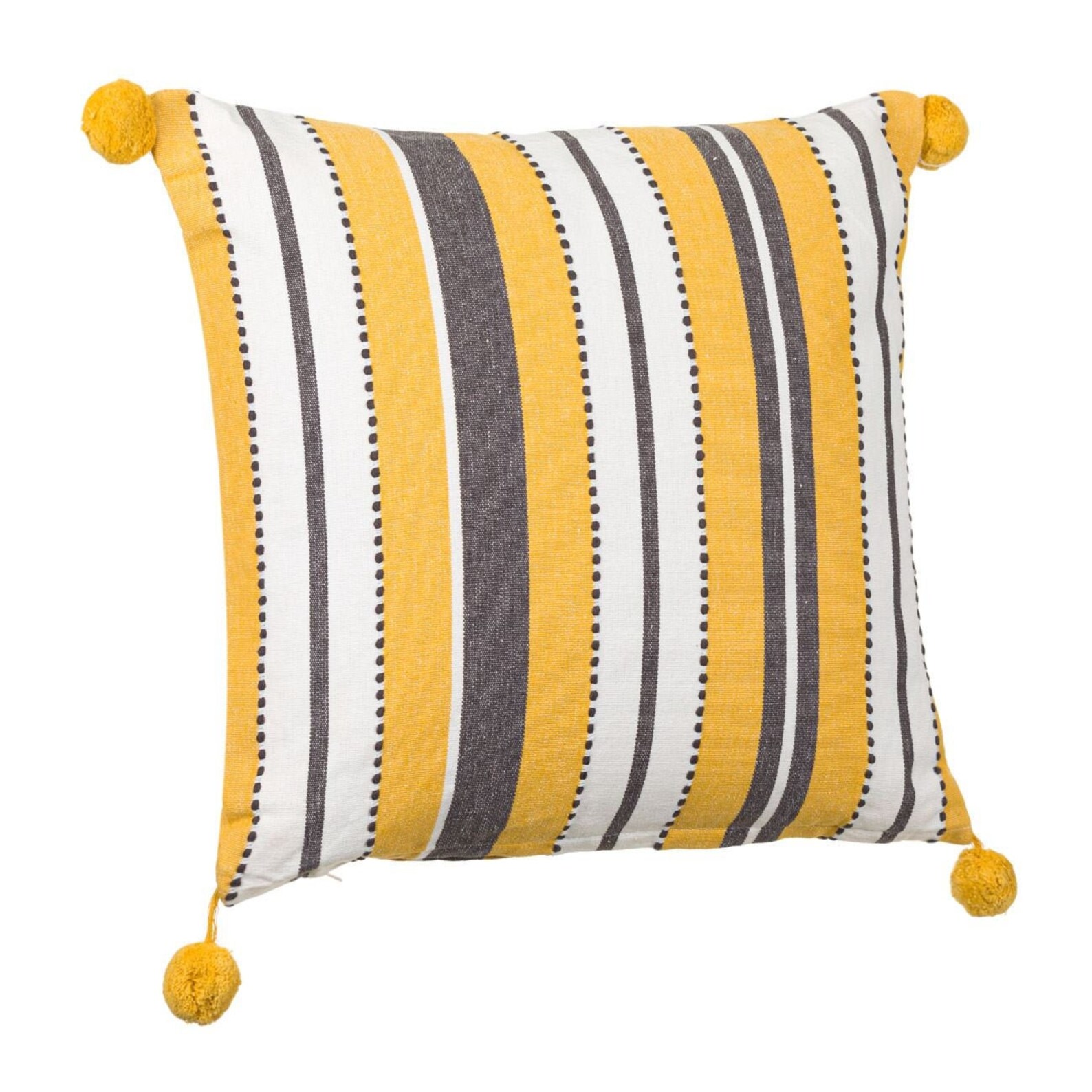 Stripped Yellow Lumbar Pillow Outdoor pillows yellow Pom Pom Etsy