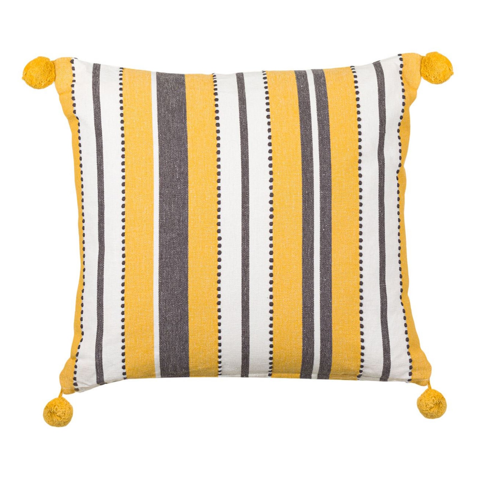 Stripped Yellow Lumbar Pillow Outdoor pillows yellow Pom Pom Etsy