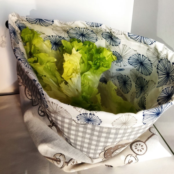 Sac à salade coton enduit, pour le transport