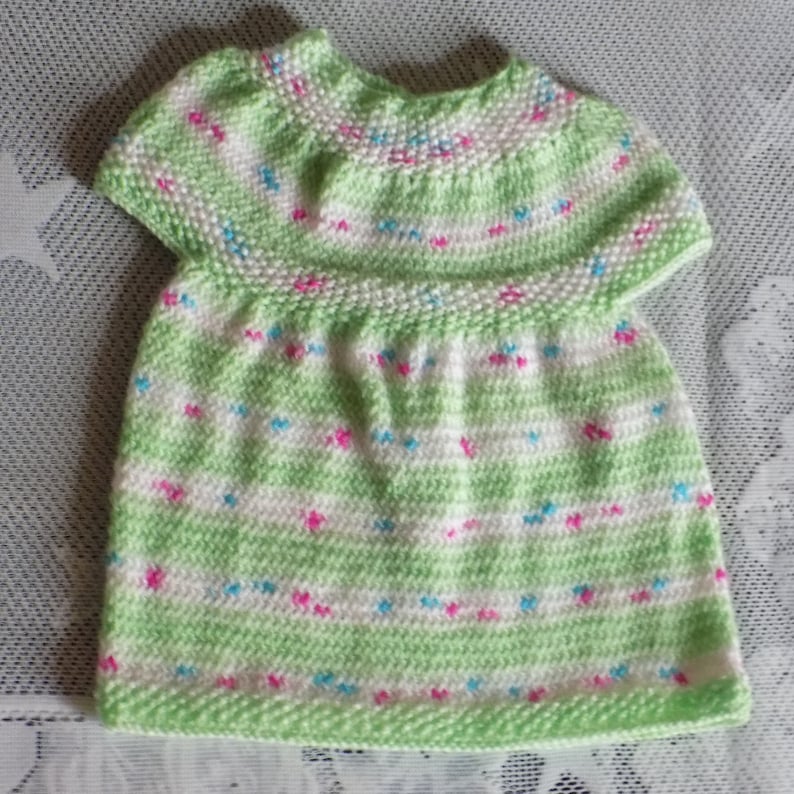 Baby dress handmade knitted,3 colors available birth size at 3 months.