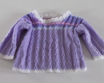 Tunique , pull pour bébé tricoté main , coloris multicolore , taille 6/ 8 mois.