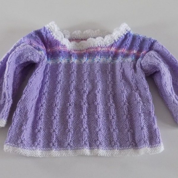 Tunique , pull pour bébé tricoté main , coloris multicolore , taille 6/ 8 mois.