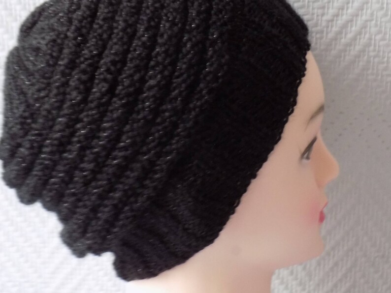 metallic threads. Knit hat stitch fancy black