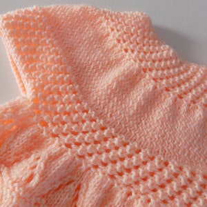 Hand-knitted baby dress, salmon color, size 3 to 6 months. image 8