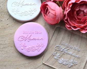 Happy Mother's Day Roses embossing stamp - Fondant embossing - Mother's Day sugar paste stamp - Mother's Day cookies