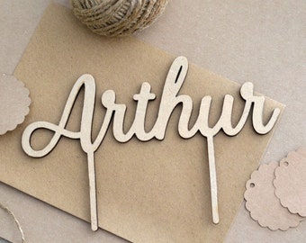 Cake Topper personalized wedding - Cake topper Wooden wedding with first name - Personalized cake decoration