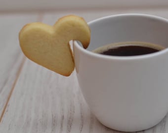 Heart-shaped cookie cutter (for decorating a mug) - Star, wing, or heart-shaped cookie to place on a mug. Wedding cookie cutter.
