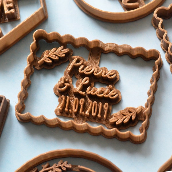 Cortador de galletas Petit Beurre Nombre y Rama (personalizable). Cortador de galletas de boda. Cortador de galletas de bautismo. Cumpleaños, boda, bautismo.