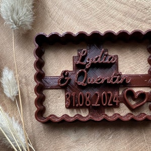 Custom Name and Heart Petit-Beurre cookie cutter - Wedding cookie cutter with name, Custom cookie cutter, Personalized cookie cutter.